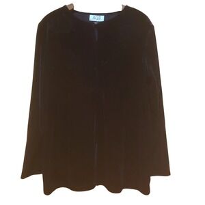AGB Black Velvet Tunic XL Rose Embossed Jacquard Print Holiday Witch Whimsigoth‎